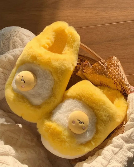 Egg Yolk Plush Slippers