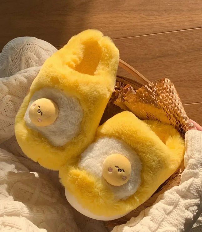 Egg Yolk Plush Slippers