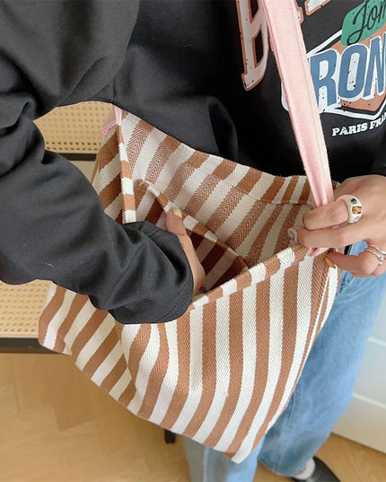 Striped Shoulder Bag Tote