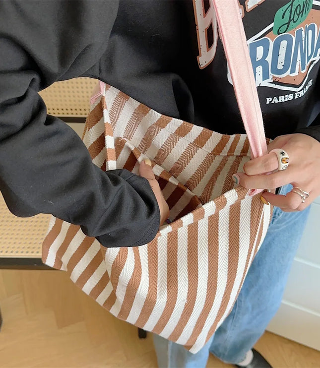 Striped Shoulder Bag Tote