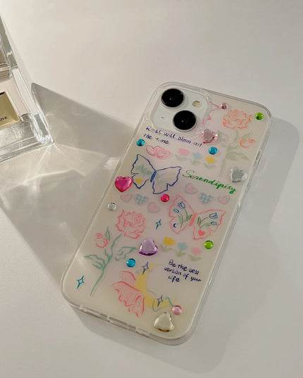 Glittering Hearts Butterflies Case Phone