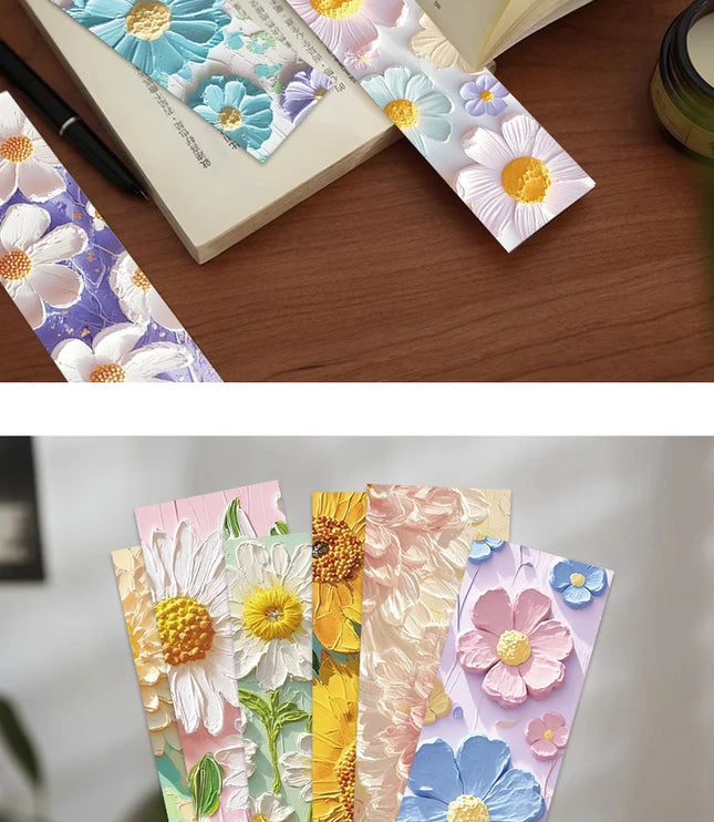 30Pcs Flower Painting Bookmark