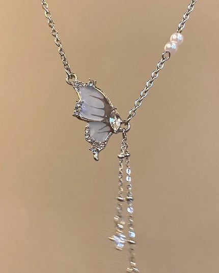 Butterfly Wing Tassel Necklace