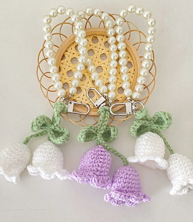 Crocheted Lily of The Valley Bag Charm