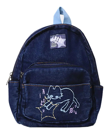 Kawaii Cat Denim Backpack