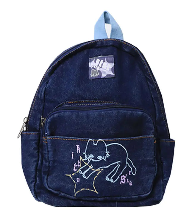 Kawaii Cat Denim Backpack