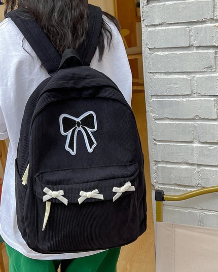 Corduroy Bowknot Backpack