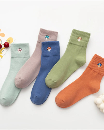 Mushroom Embroidered Socks