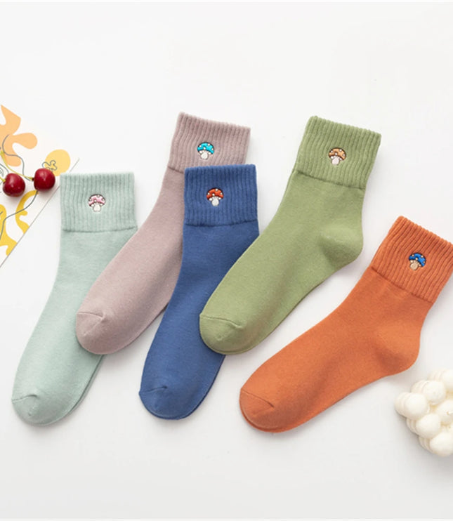 Mushroom Embroidered Socks