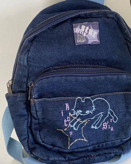 Kawaii Cat Denim Backpack