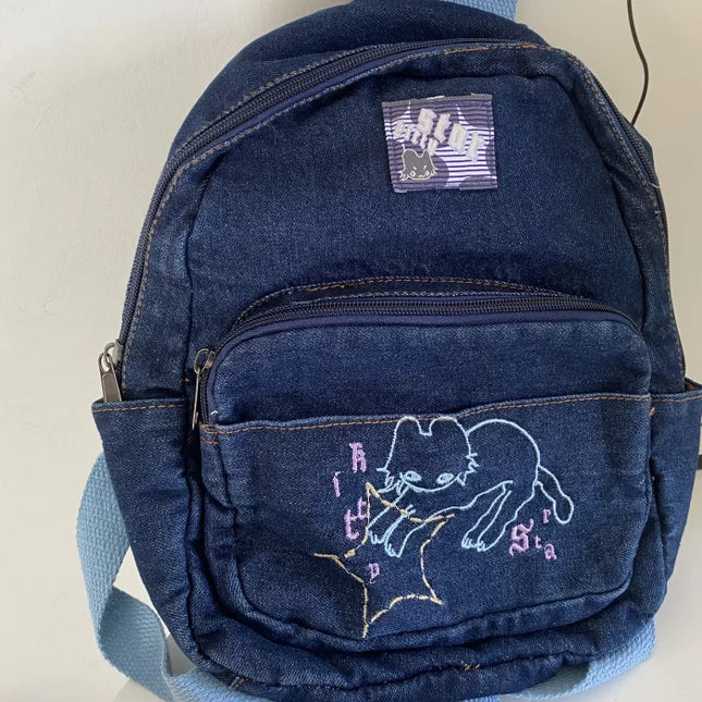 Kawaii Cat Denim Backpack