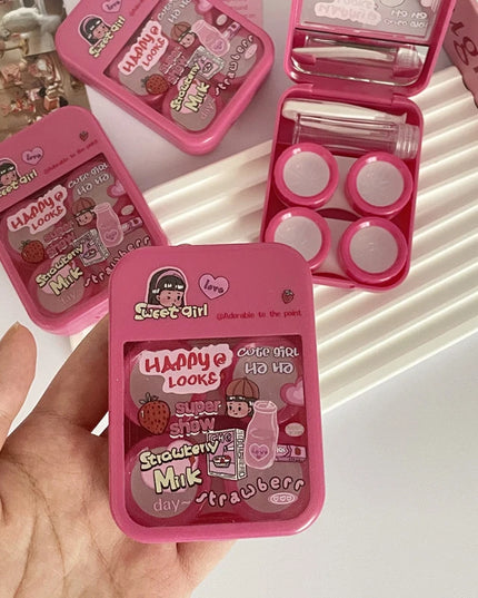 Strawberry Milk Contact Lenses Case & Kit