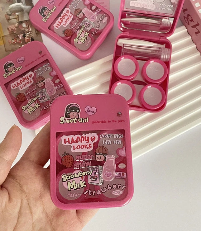 Strawberry Milk Contact Lenses Case & Kit