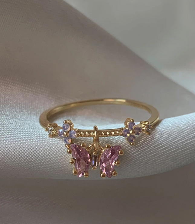 Pink Butterfly Ring