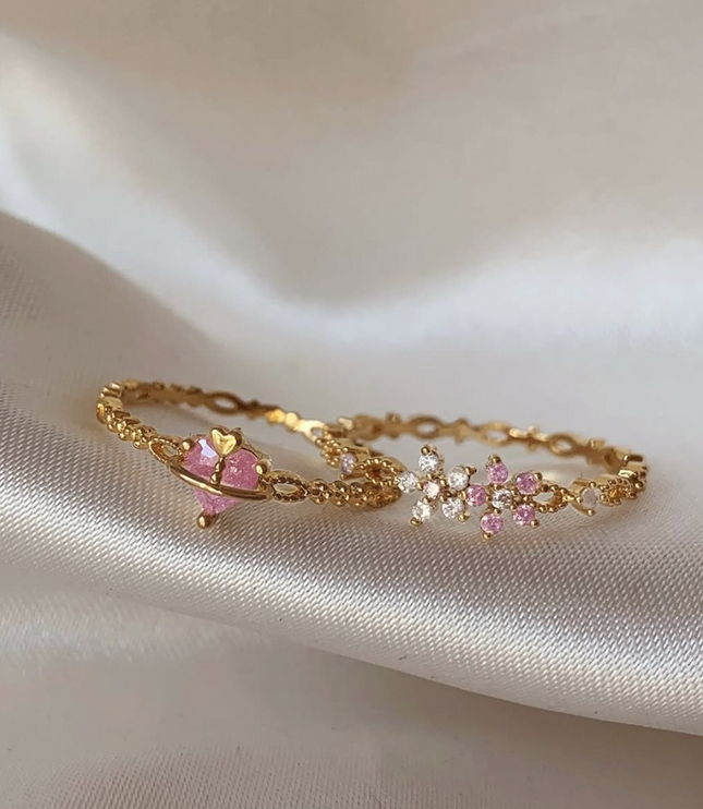 Pink Crown Heart Ring