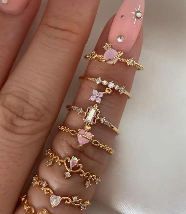 Pink Crown Heart Ring
