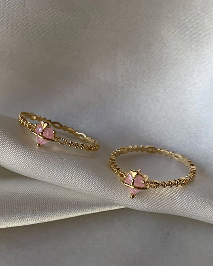 Pink Crown Heart Ring