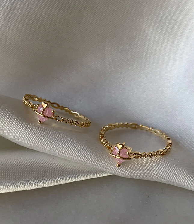 Pink Crown Heart Ring