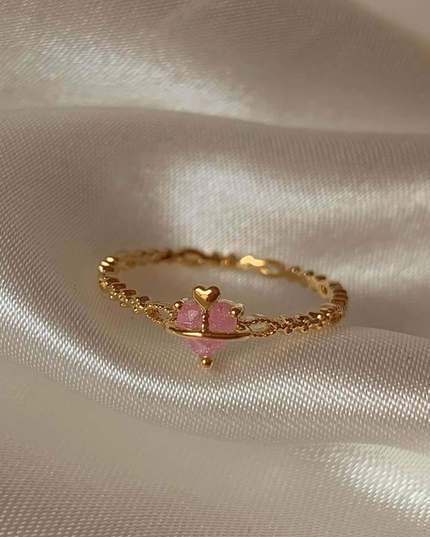Pink Crown Heart Ring