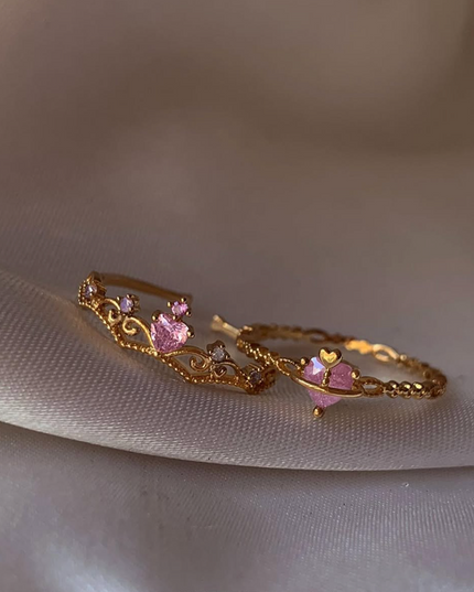 Pink Crown Heart Ring