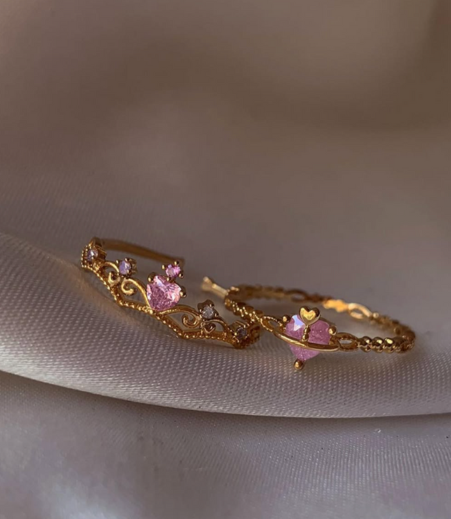 Pink Crown Heart Ring