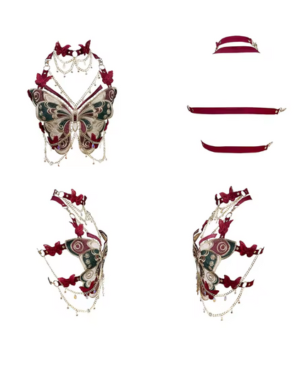 Butterfly Embroidery with Crystals Top
