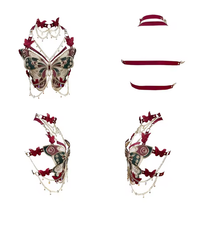 Butterfly Embroidery with Crystals Top