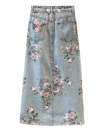 Floral Garden Denim Skirt