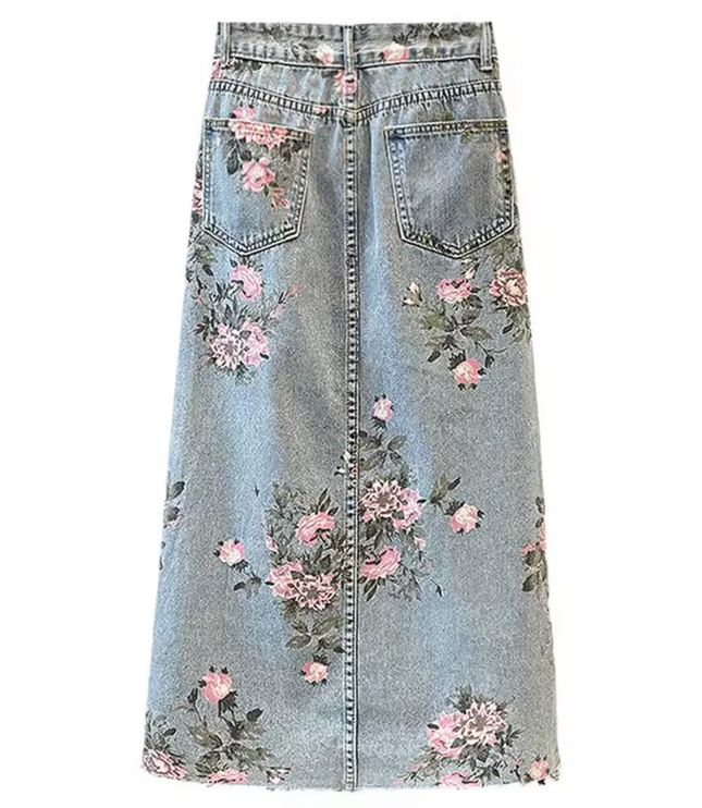 Floral Garden Denim Skirt
