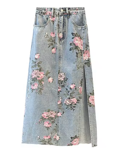 Floral Garden Denim Skirt