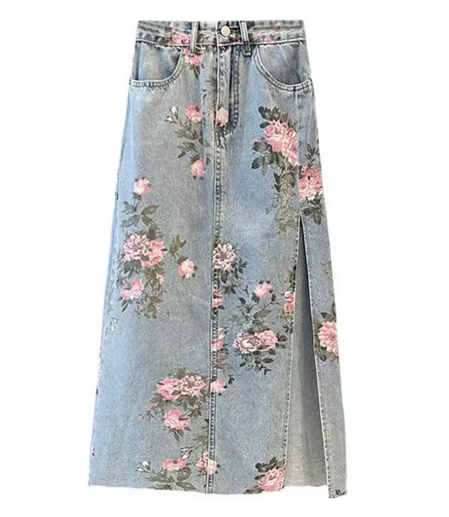 Floral Garden Denim Skirt