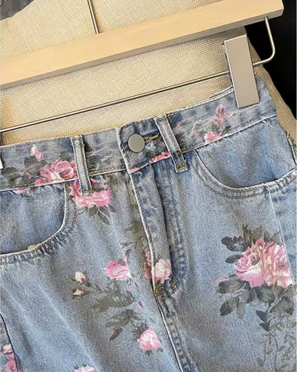 Floral Garden Denim Skirt