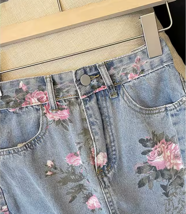 Floral Garden Denim Skirt