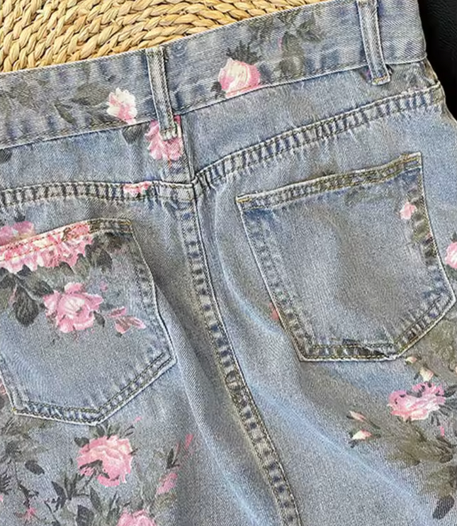 Floral Garden Denim Skirt