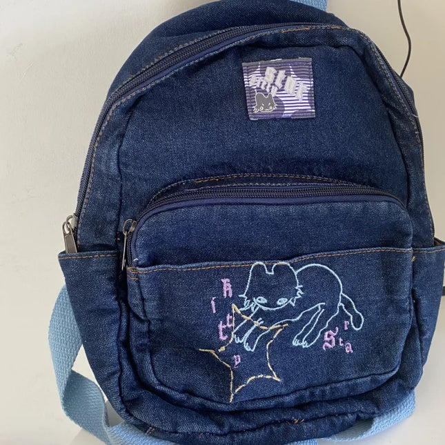 Kawaii Cat Denim Backpack