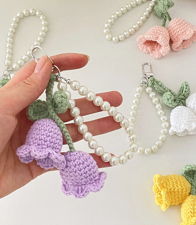 Crocheted Lily of The Valley Bag Charm