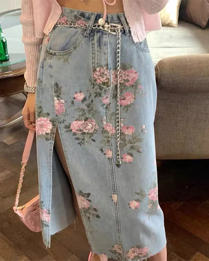 Floral Garden Denim Skirt