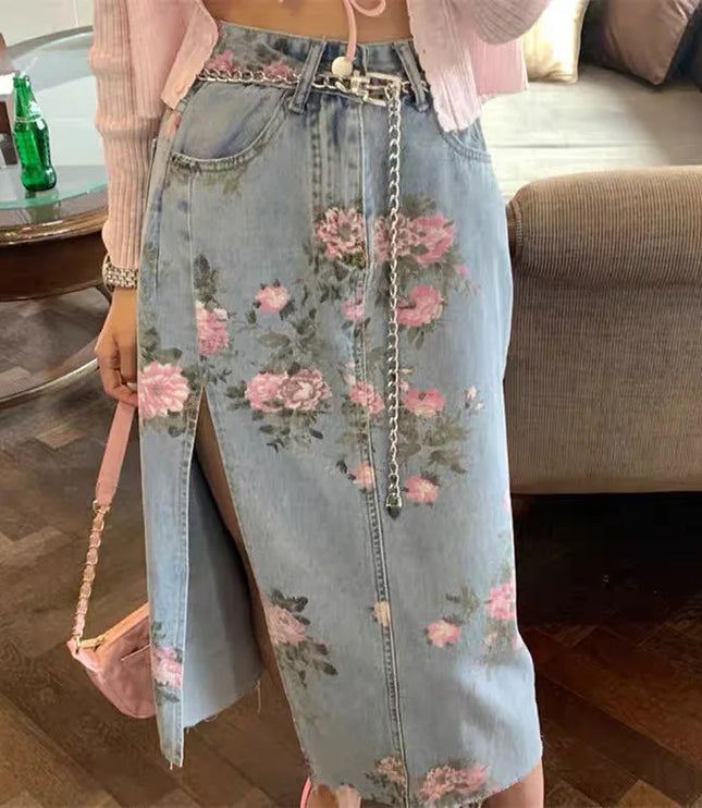 Floral Garden Denim Skirt