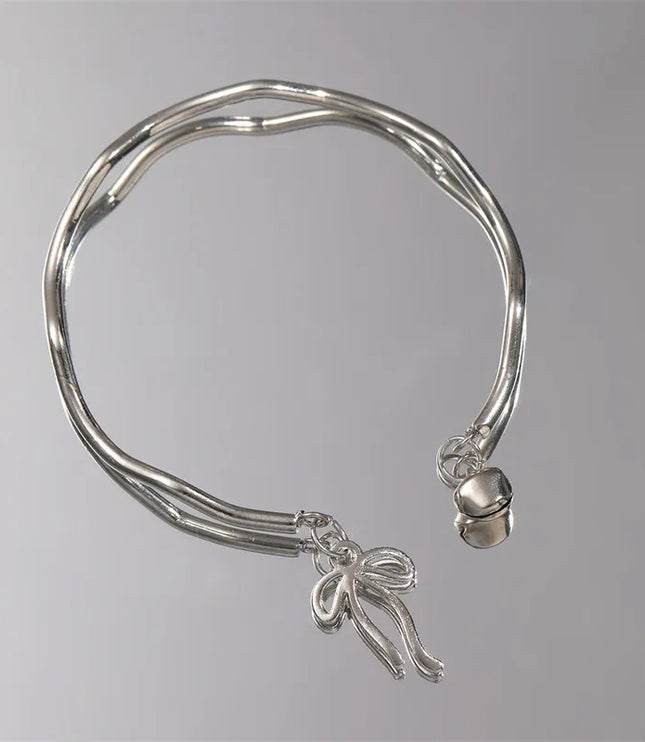 Silver Bowknot Bell Bracelet