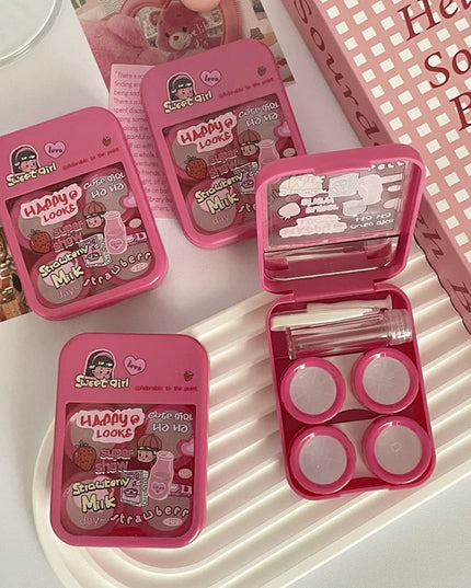 Strawberry Milk Contact Lenses Case & Kit