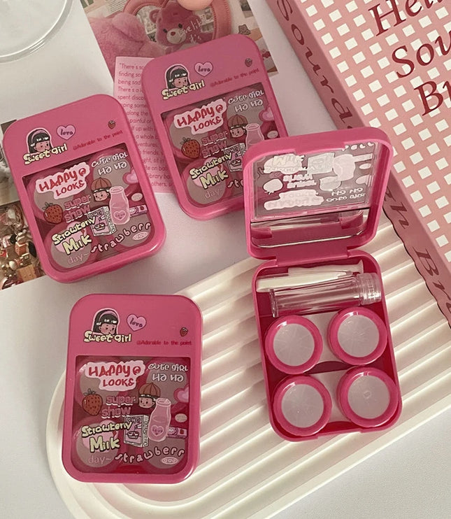 Strawberry Milk Contact Lenses Case & Kit