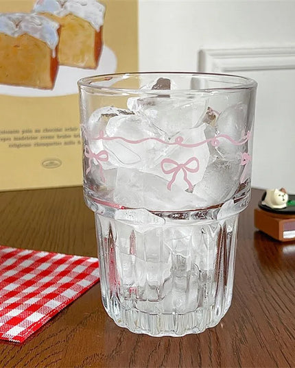 Pink Bow Glass Cup