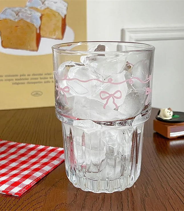 Pink Bow Glass Cup