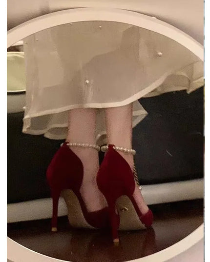 Red Velvet Pearly Heels