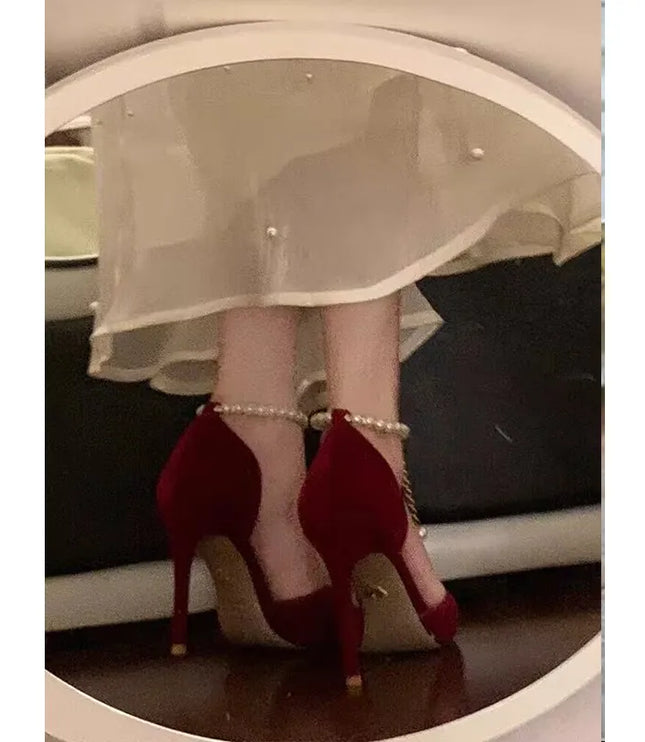 Red Velvet Pearly Heels