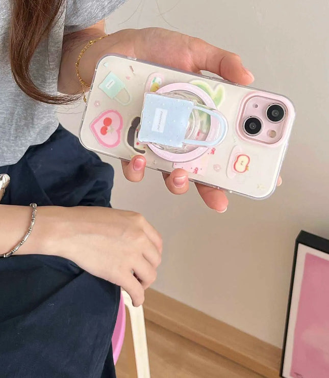 Cute Cat & Bag Popsocket & Phone Case