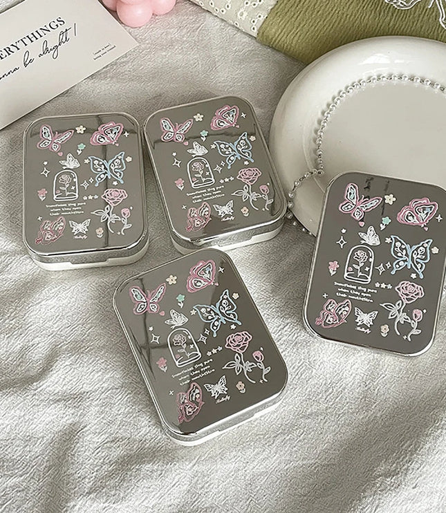 Metallic Butterflies Contact Lens Case