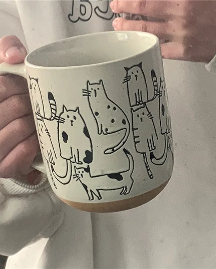 Ceramic Engraved Cat Mug