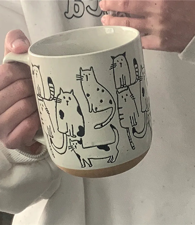 Ceramic Engraved Cat Mug