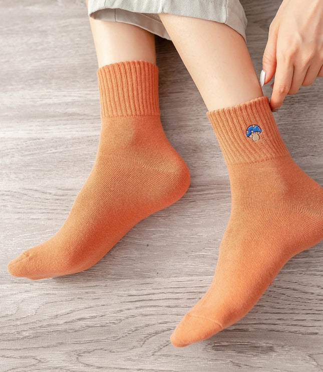 Mushroom Embroidered Socks